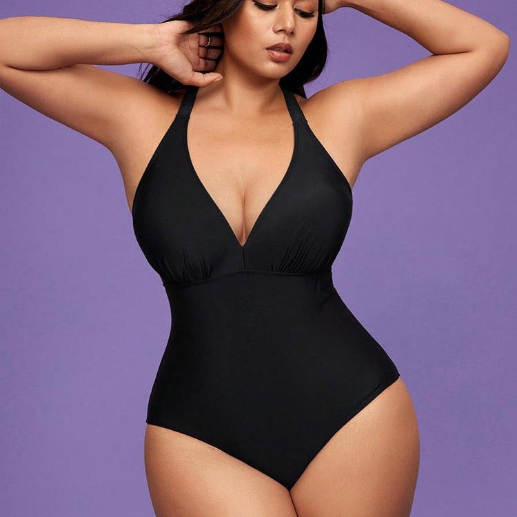 Color Conservative One-Piece Swimsuit for Women Plus Size Bikini