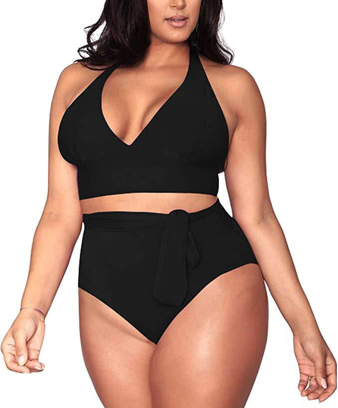 Plus Size High Waisted Two Piece Swimsuit