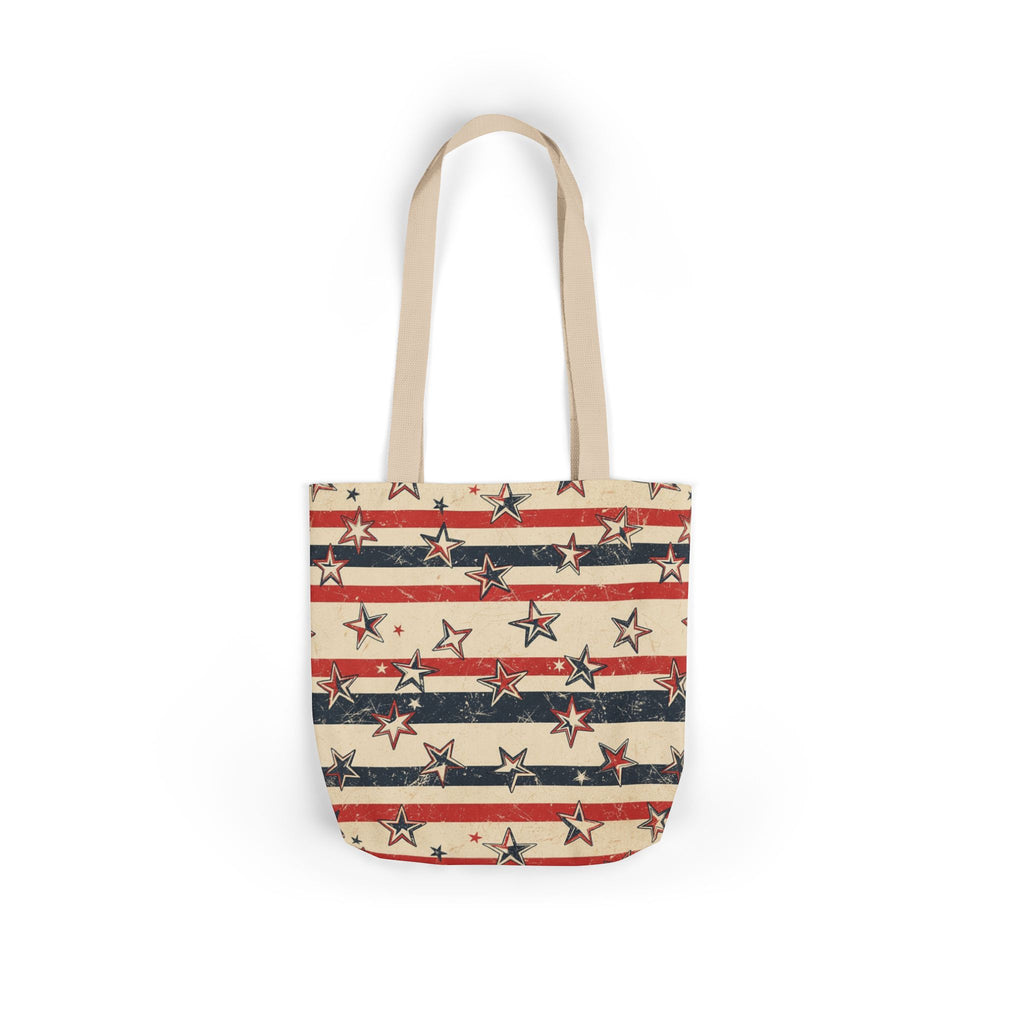 American Flag Canvas Tote Bag — Vintage Stars & Stripes Grocery Market Tote