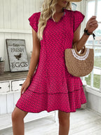 Full Size Ruffled Layered Printed Mini Dress Plus Size