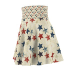Patriotic Red White Blue Star Skater Skirt — 4th of July Vintage Flag Print