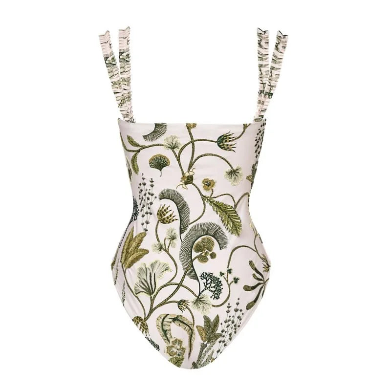 Elegant Baroque Floral Push‑Up Swimsuit Set