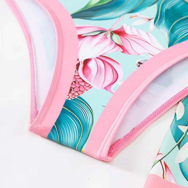 New one-piece women's swimwear digital printing French two-piece gauze skirt conservative swimsuit for women