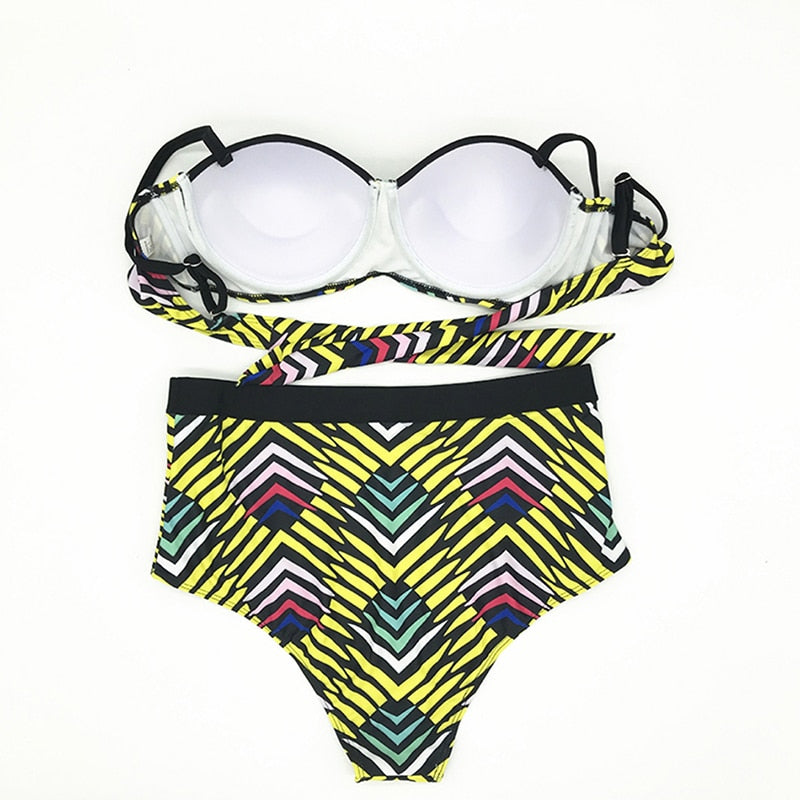 Plus Size Hollow-Out Push-Up Bikini Swimsuit