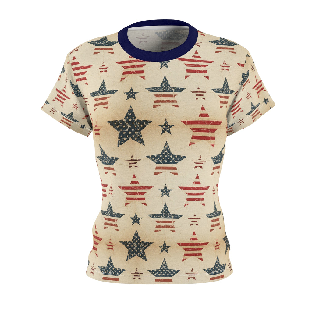Vintage American Stars Women's Tee — All-Over Patriotic Print