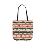 American Flag Canvas Tote Bag — Vintage Stars & Stripes Grocery Market Tote