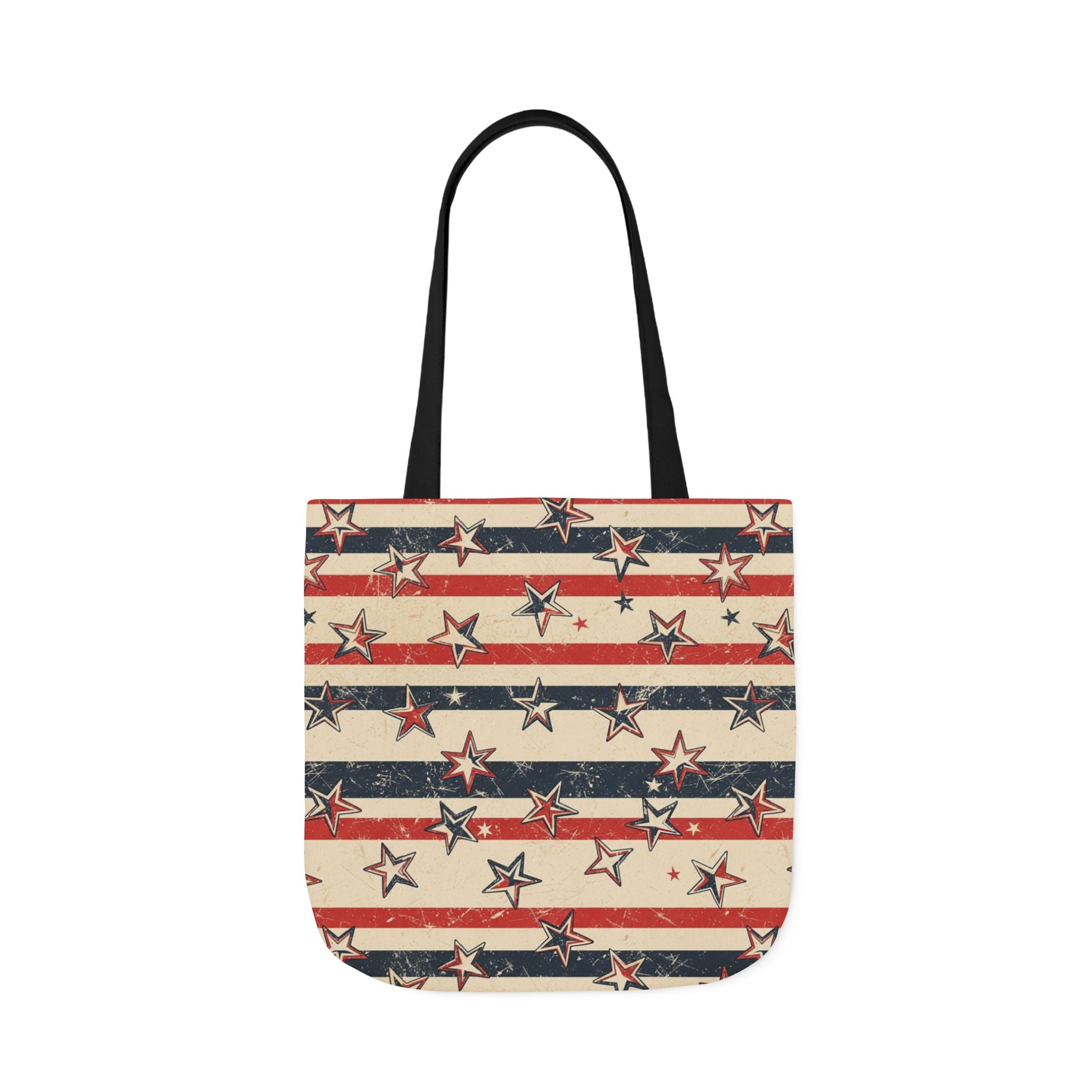 American Flag Canvas Tote Bag — Vintage Stars & Stripes Grocery Market Tote