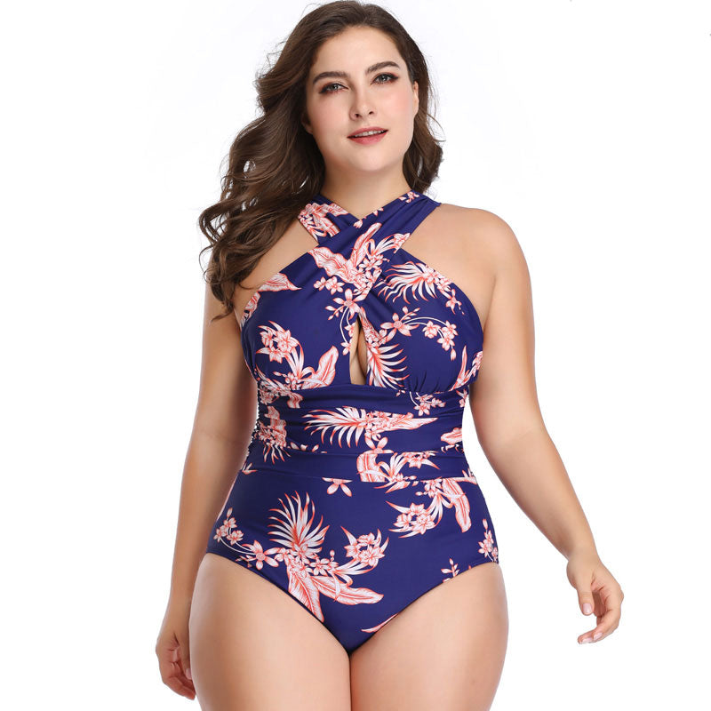 Plus Size Floral One-Piece Swimsuit