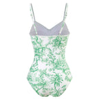 Blue and White Elegant Printed Swimsuit With Micro Monokini Wrap