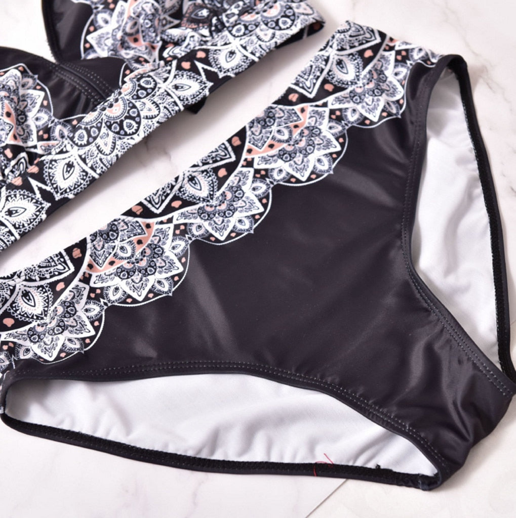 Plus Size Printed Bandana Bikini Swimsuit