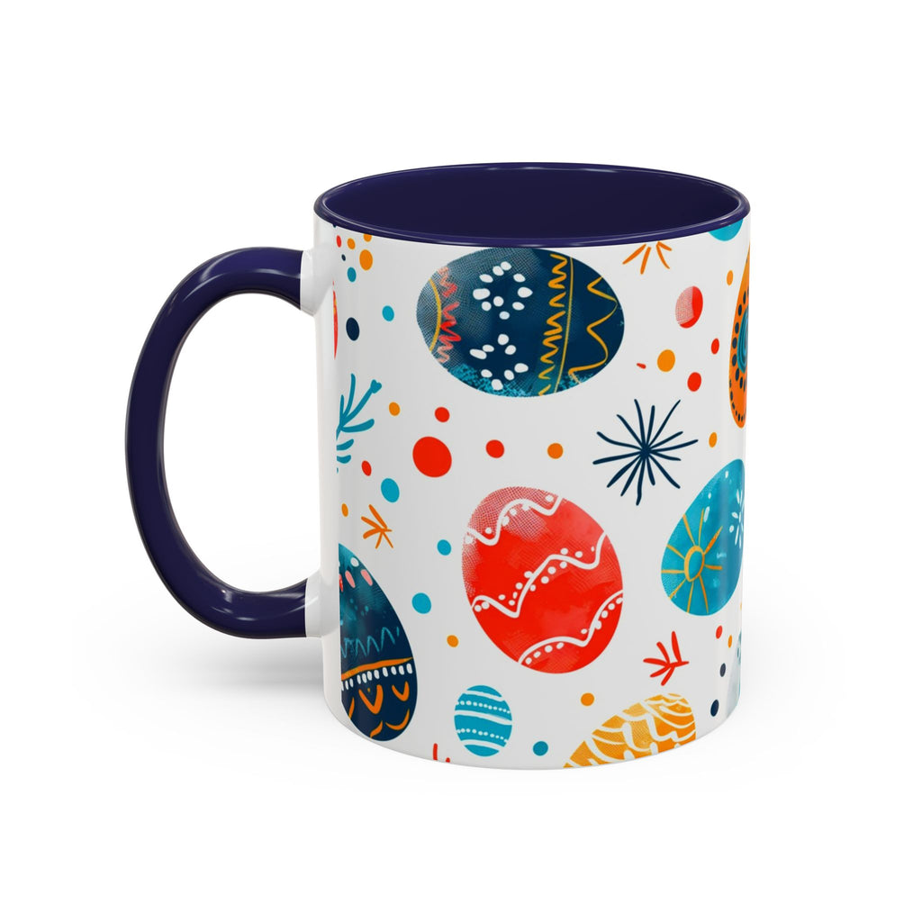 Easter Egg Pattern Accent Coffee Mug – Colorful Spring Ceramic Mug (11/15 oz)