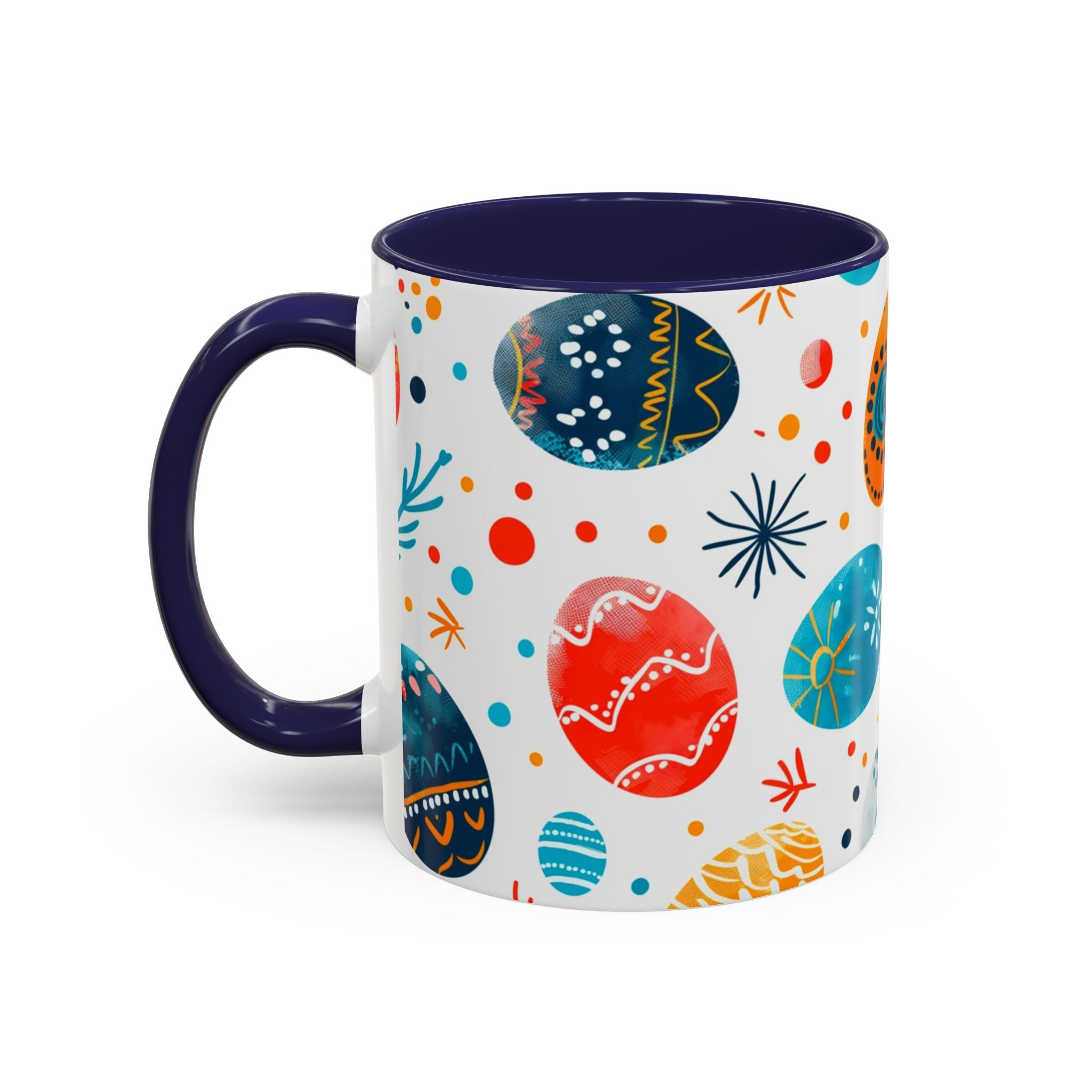 Easter Egg Pattern Accent Coffee Mug – Colorful Spring Ceramic Mug (11/15 oz)