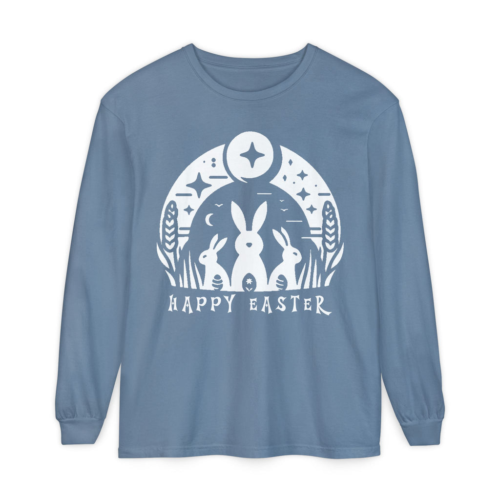 Unisex Happy Easter Rabbits & Stars Long Sleeve T-Shirt