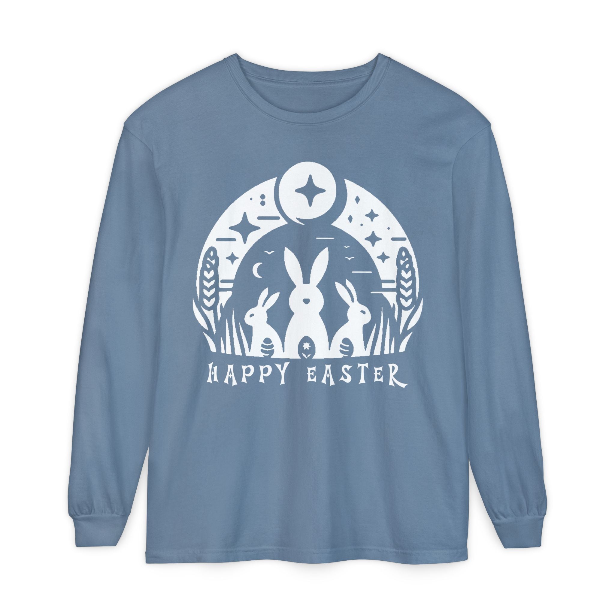 Unisex Happy Easter Rabbits & Stars Long Sleeve T-Shirt