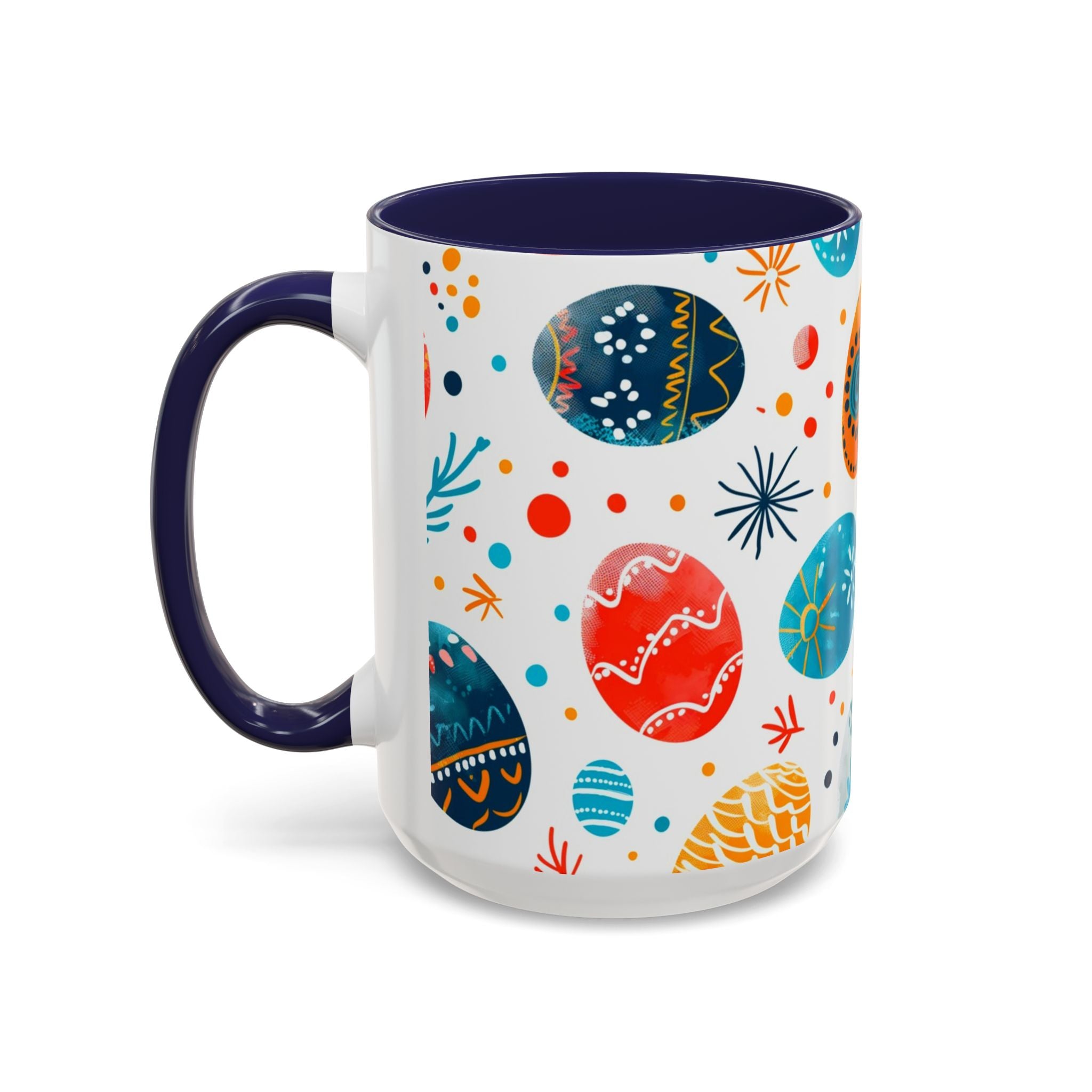 Easter Egg Pattern Accent Coffee Mug – Colorful Spring Ceramic Mug (11/15 oz)