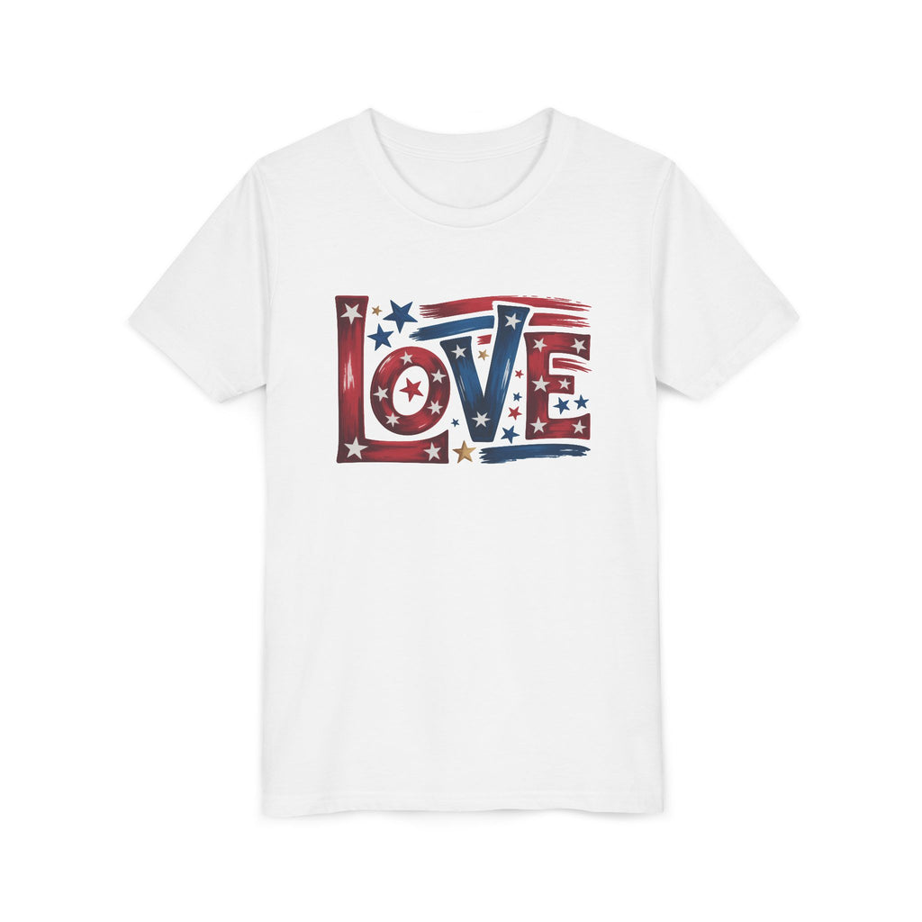 Youth Tee — "LOVE" Patriotic Stars & Stripes Graphic