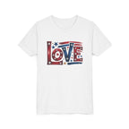 Youth Tee — "LOVE" Patriotic Stars & Stripes Graphic
