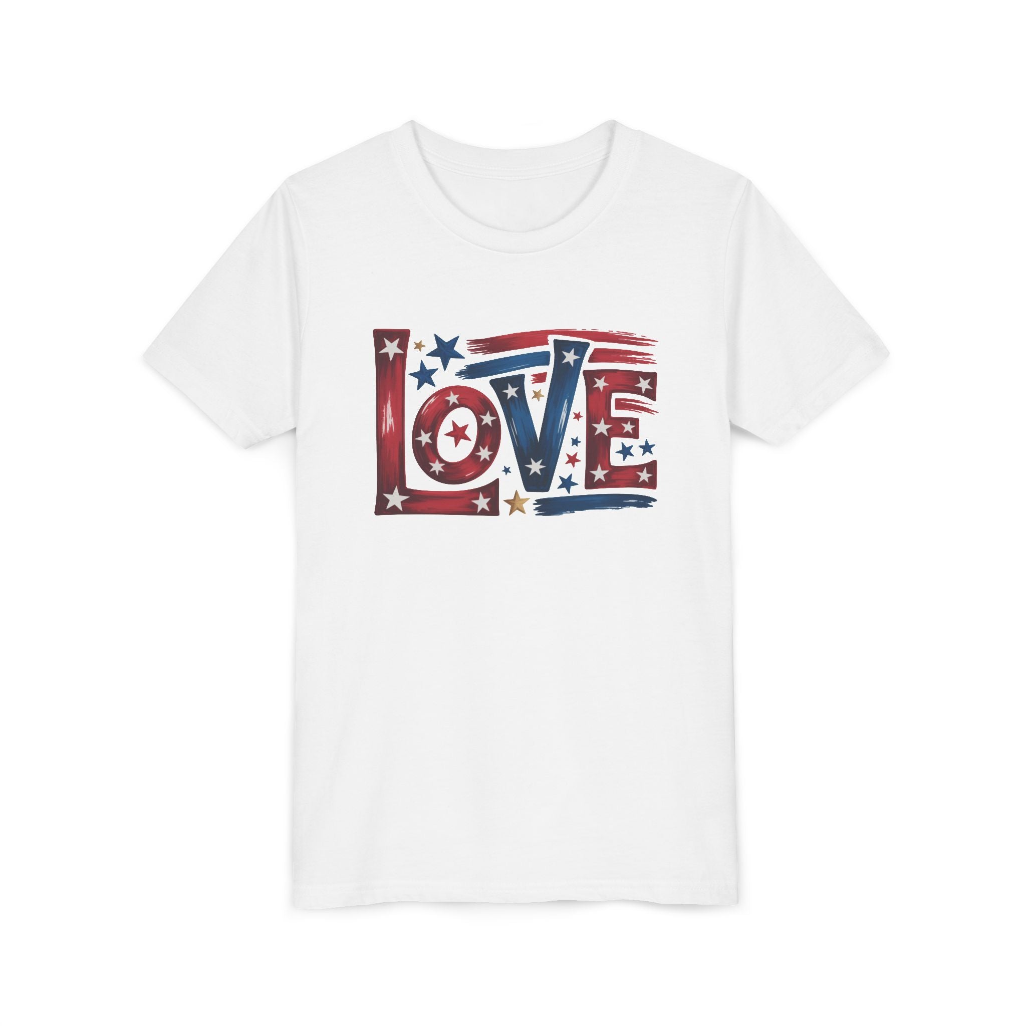 Youth Tee — "LOVE" Patriotic Stars & Stripes Graphic