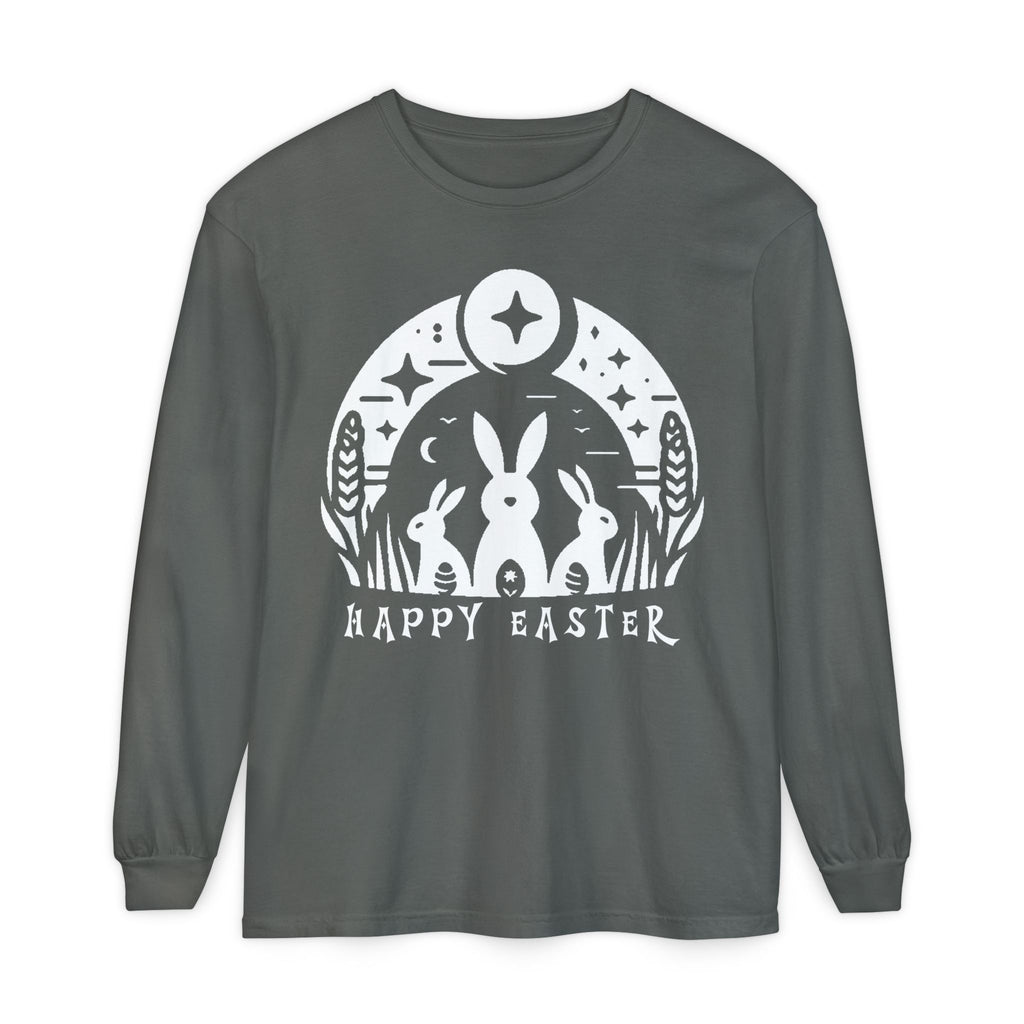 Unisex Happy Easter Rabbits & Stars Long Sleeve T-Shirt