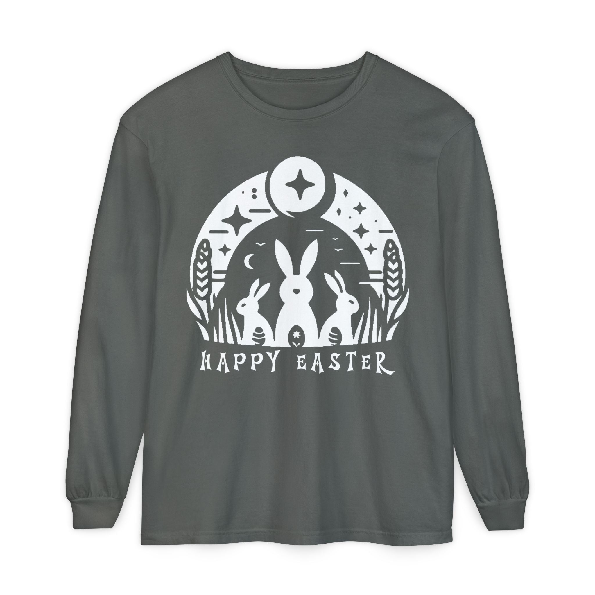 Unisex Happy Easter Rabbits & Stars Long Sleeve T-Shirt