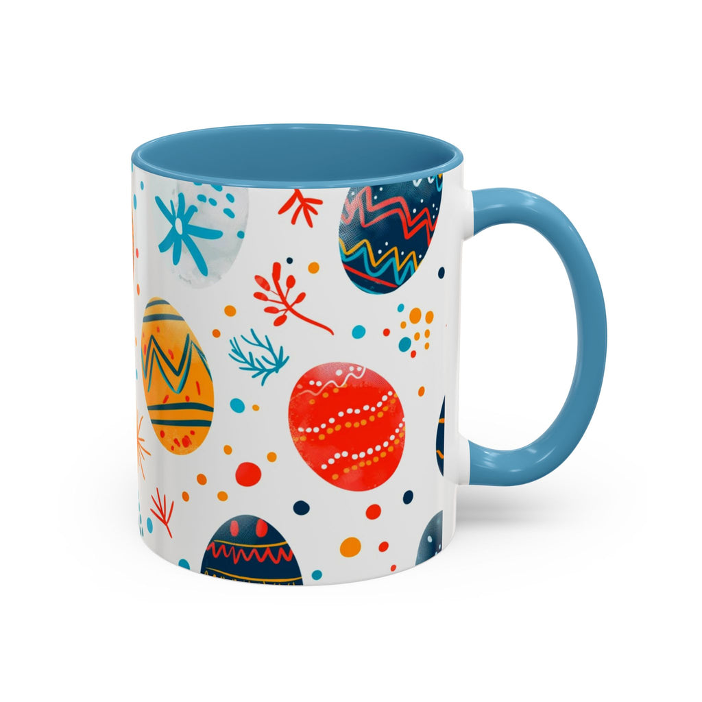 Easter Egg Pattern Accent Coffee Mug – Colorful Spring Ceramic Mug (11/15 oz)