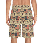 Patriotic Vintage Flag Men's Board Shorts — American Stars & Stripes Swim Trunks