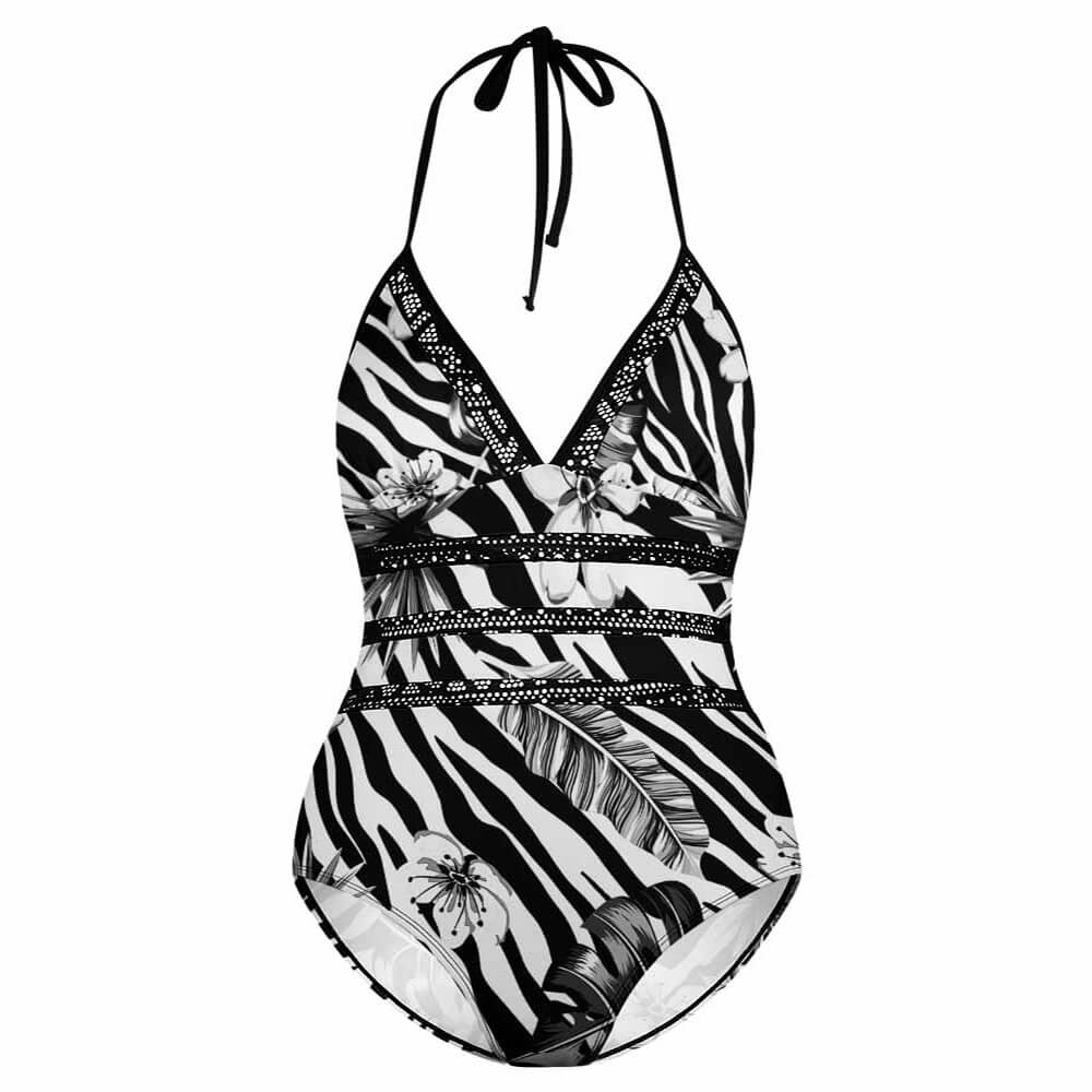 Plus Size Zebra Striped Swimsuit
