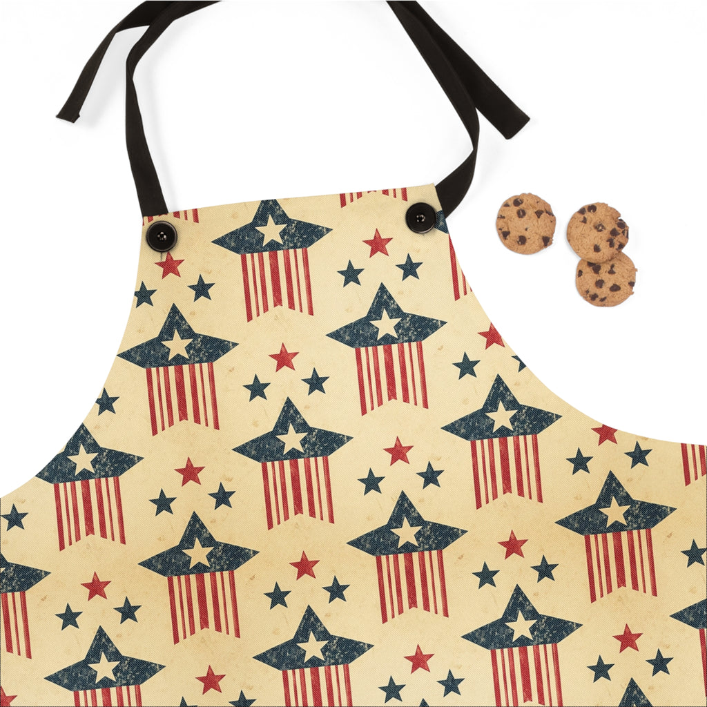 Patriotic Stars & Stripes Apron – Vintage 4th of July Cooking Apron