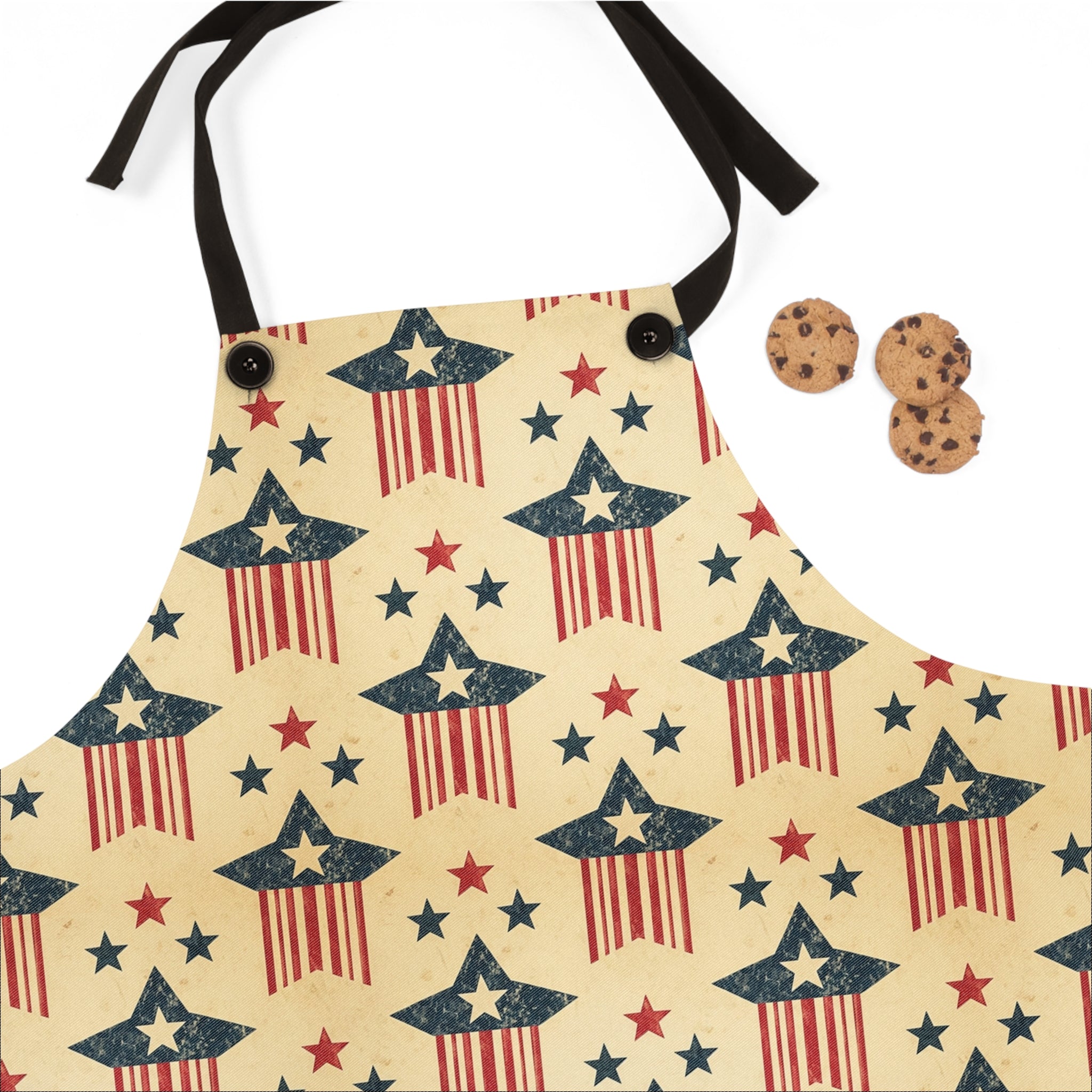 Patriotic Stars & Stripes Apron – Vintage 4th of July Cooking Apron