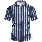 Summer New Men's Plus Size Striped Short Sleeve Shirt Casual Versatile Loose Fit Shirt