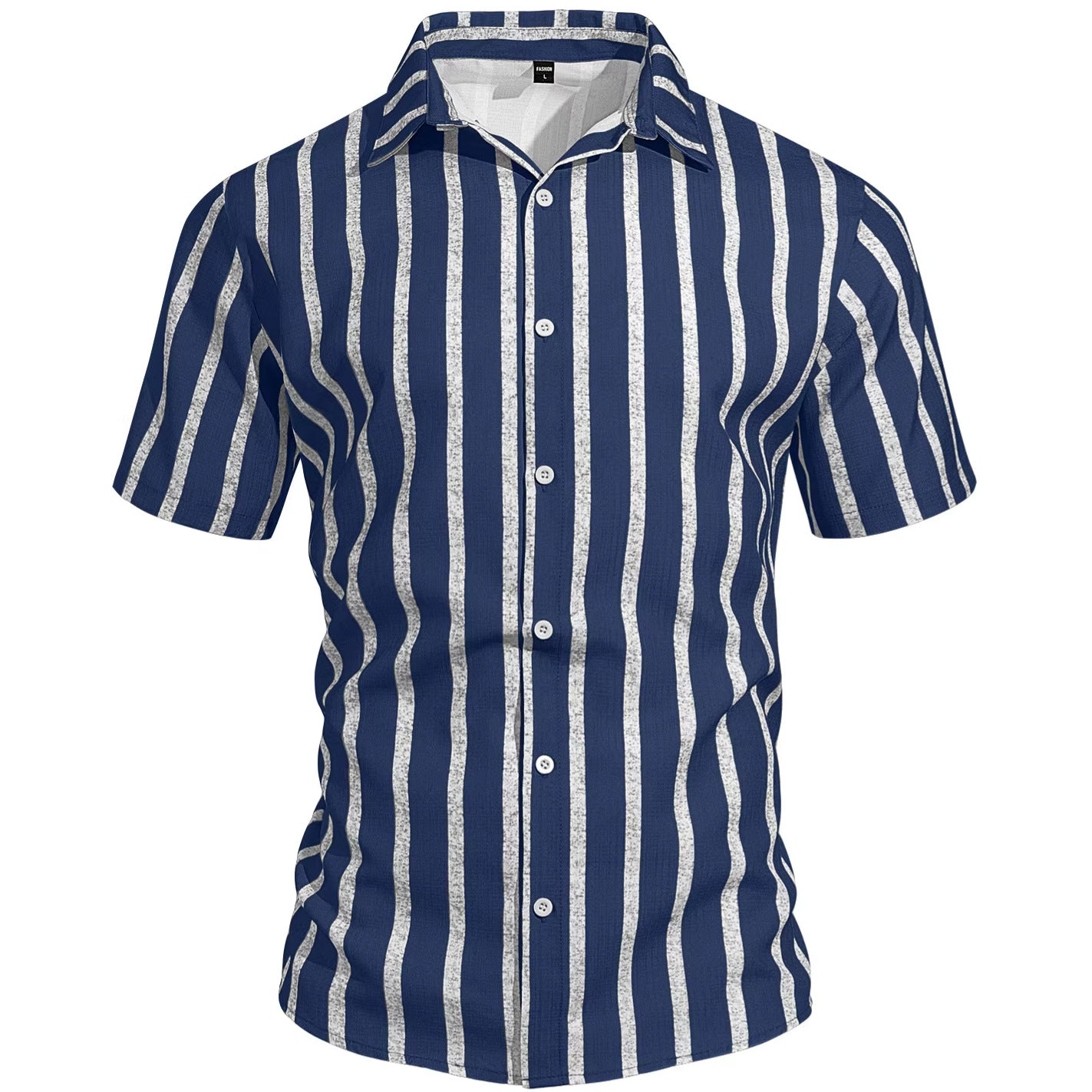 Summer New Men's Plus Size Striped Short Sleeve Shirt Casual Versatile Loose Fit Shirt