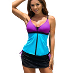 Contrasting Color Design Split Tankini Swimsuit