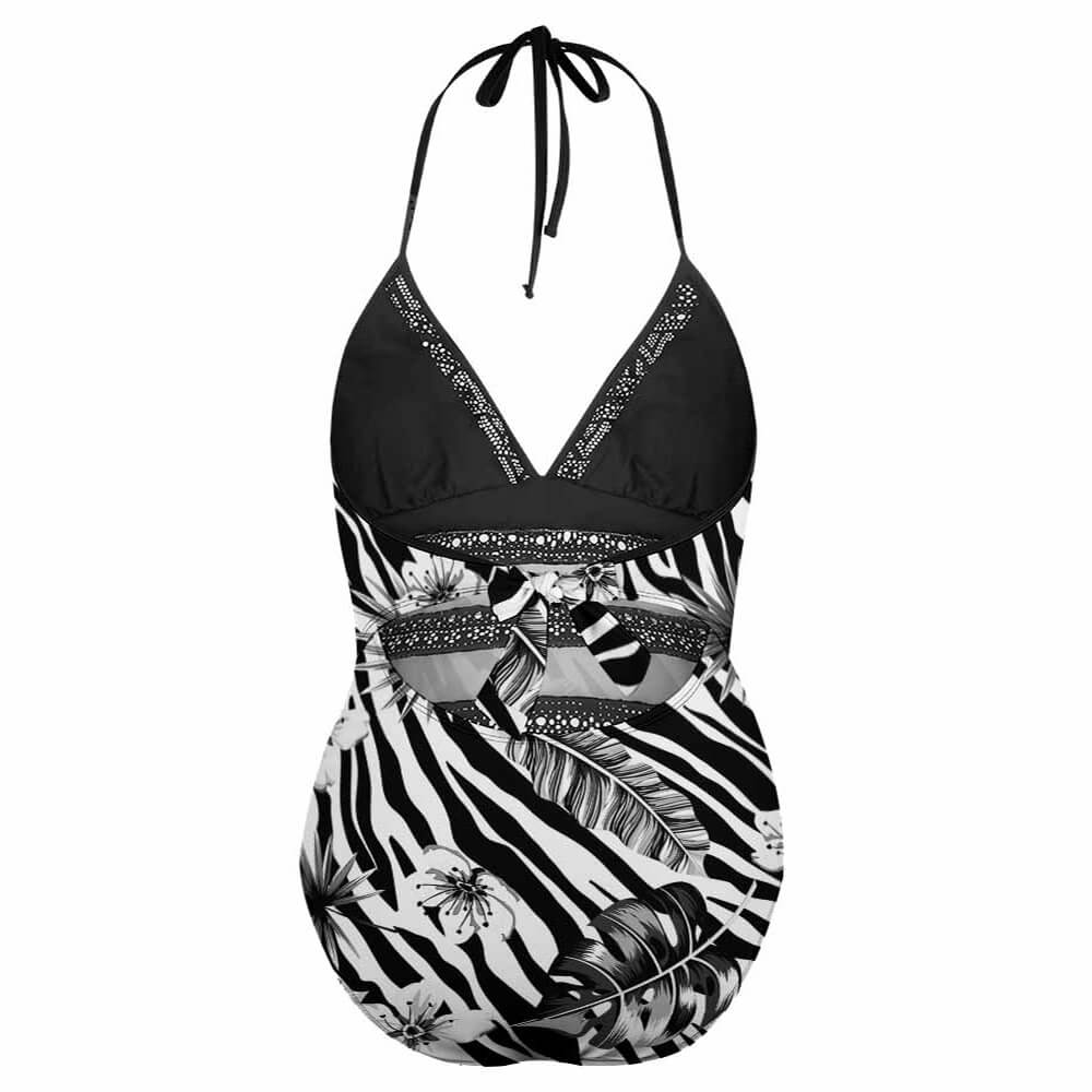 Plus Size Zebra Striped Swimsuit