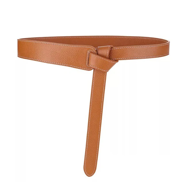 Women Long Knot Soft Pu Leather Ladies Waist Plus Size Dress Belt Female Cummerbunds Designer Waistband