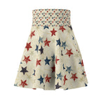 Patriotic Red White Blue Star Skater Skirt — 4th of July Vintage Flag Print