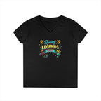 Ladies' V-Neck T-Shirt — “Raising Legends Daily” Mom Graphic Tee
