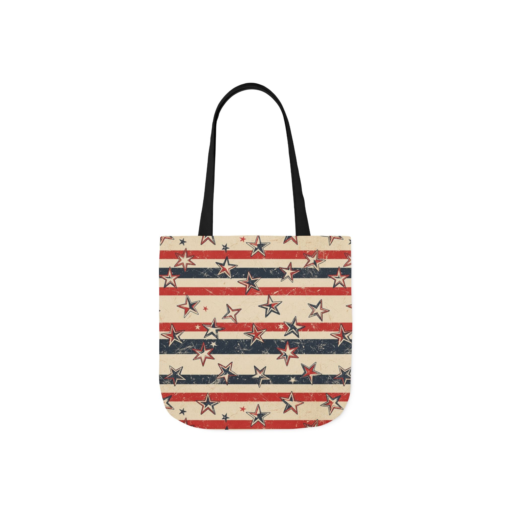 American Flag Canvas Tote Bag — Vintage Stars & Stripes Grocery Market Tote