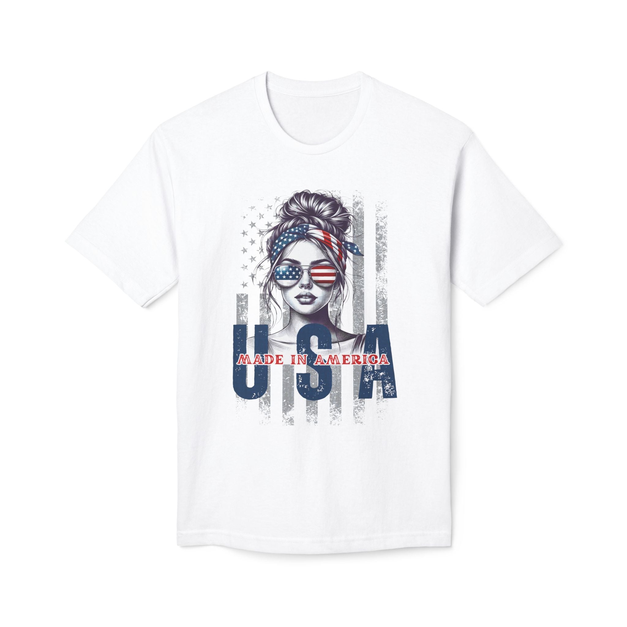 USA Flag Sunglasses T-Shirt — "Made in America" Patriotic Tee