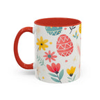 Easter Bunny Floral Accent Coffee Mug – Cute Pastel Eggs & Spring Flowers (11oz)