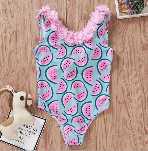 Infant Baby Girls Watermelon Swimsuit One-piece Floral Swimwear Swimming