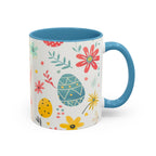 Easter Bunny Floral Accent Coffee Mug – Cute Pastel Eggs & Spring Flowers (11oz)