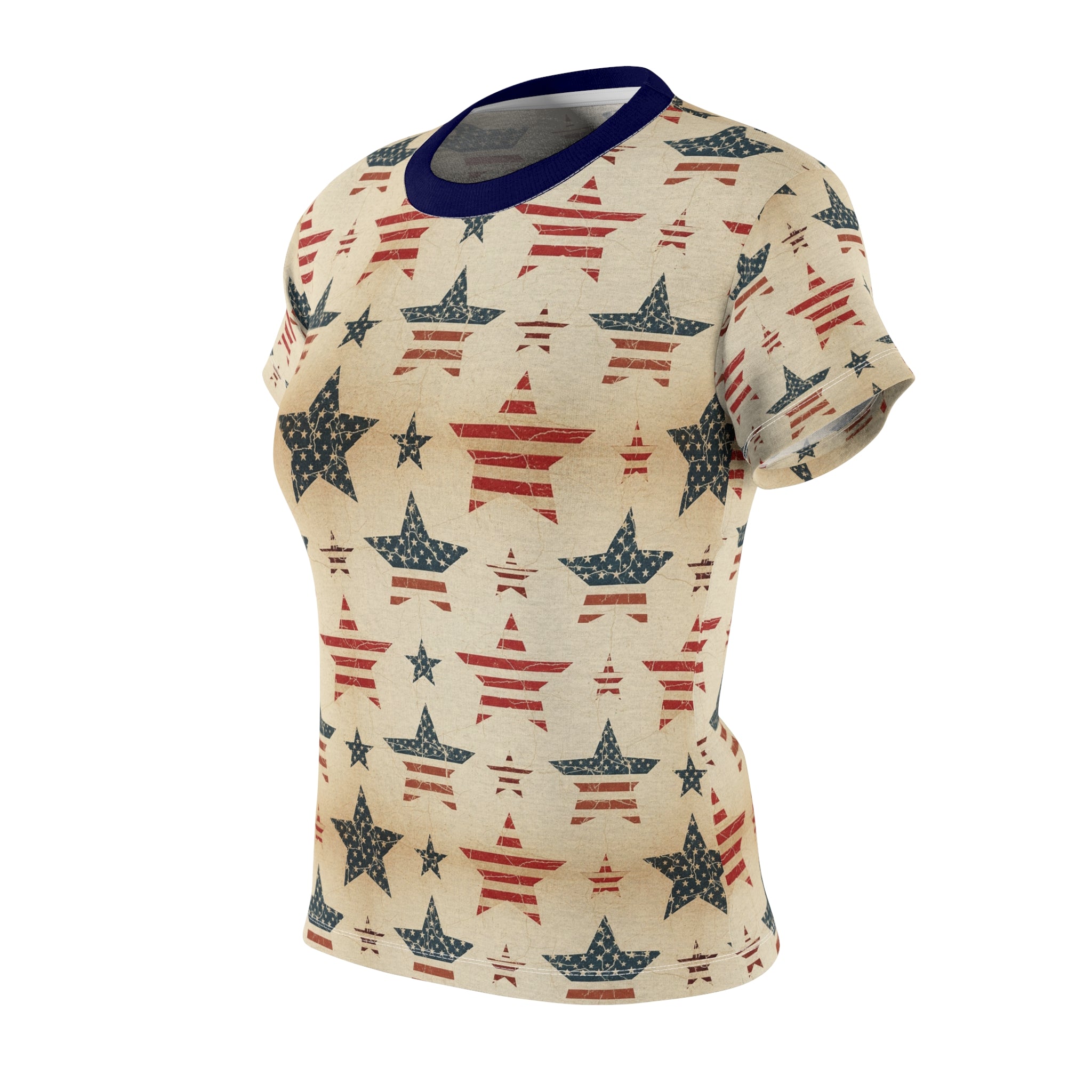 Vintage American Stars Women's Tee — All-Over Patriotic Print