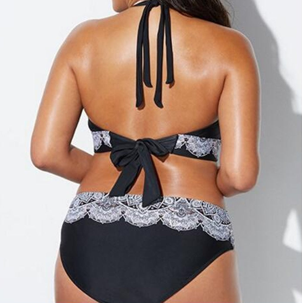 Plus Size Printed Bandana Bikini Swimsuit