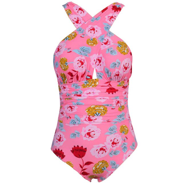 Plus Size Floral One-Piece Swimsuit