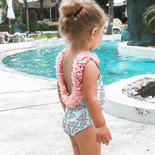 Infant Baby Girls Watermelon Swimsuit One-piece Floral Swimwear Swimming