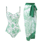 Blue and White Elegant Printed Swimsuit With Micro Monokini Wrap