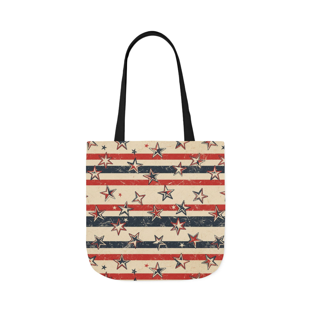 American Flag Canvas Tote Bag — Vintage Stars & Stripes Grocery Market Tote