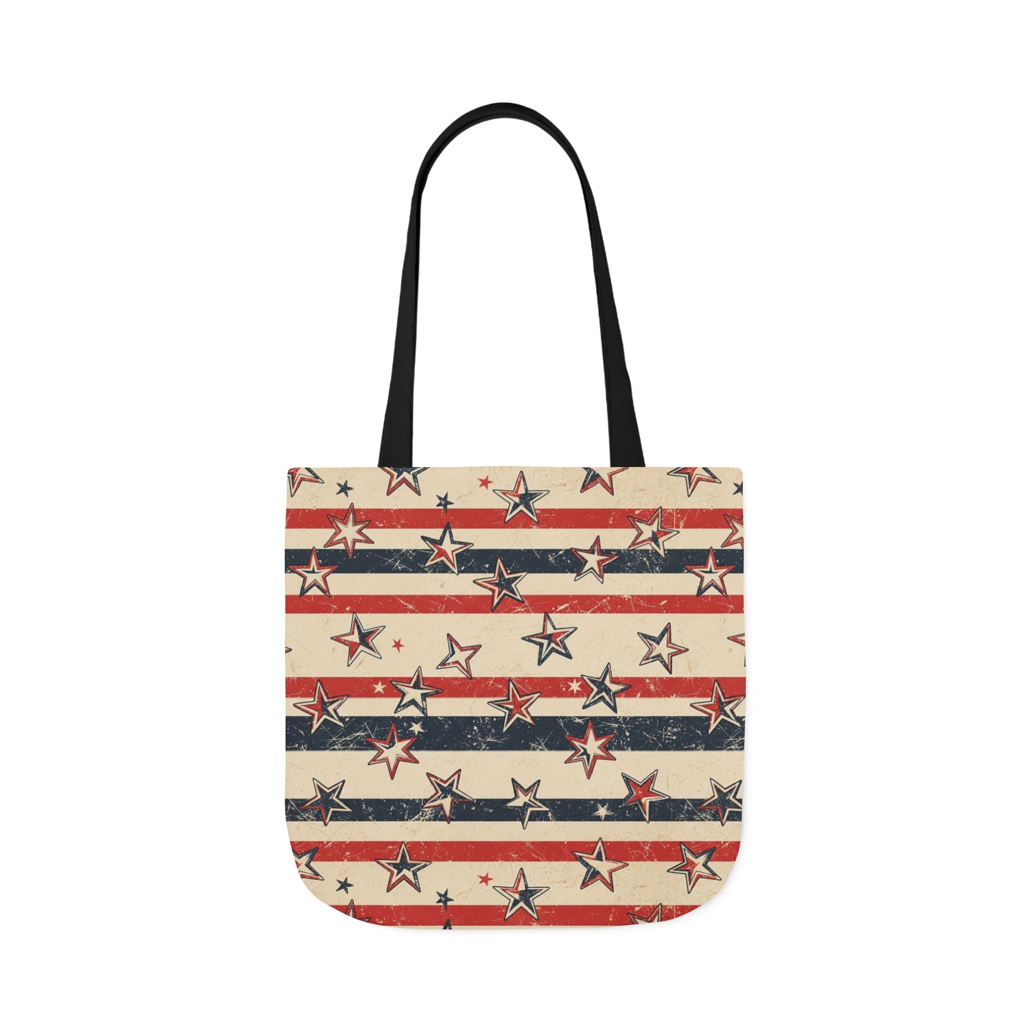 American Flag Canvas Tote Bag — Vintage Stars & Stripes Grocery Market Tote