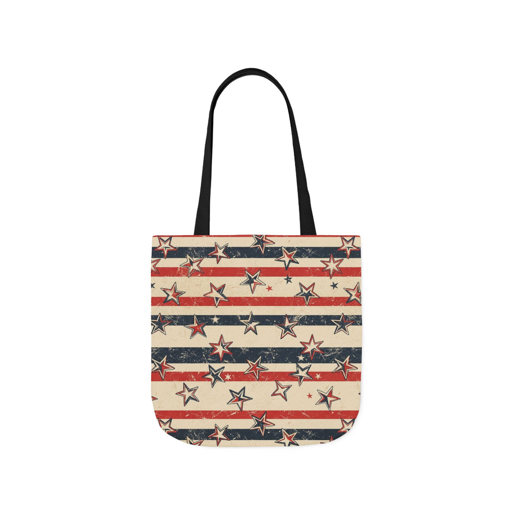 American Flag Canvas Tote Bag — Vintage Stars & Stripes Grocery Market Tote