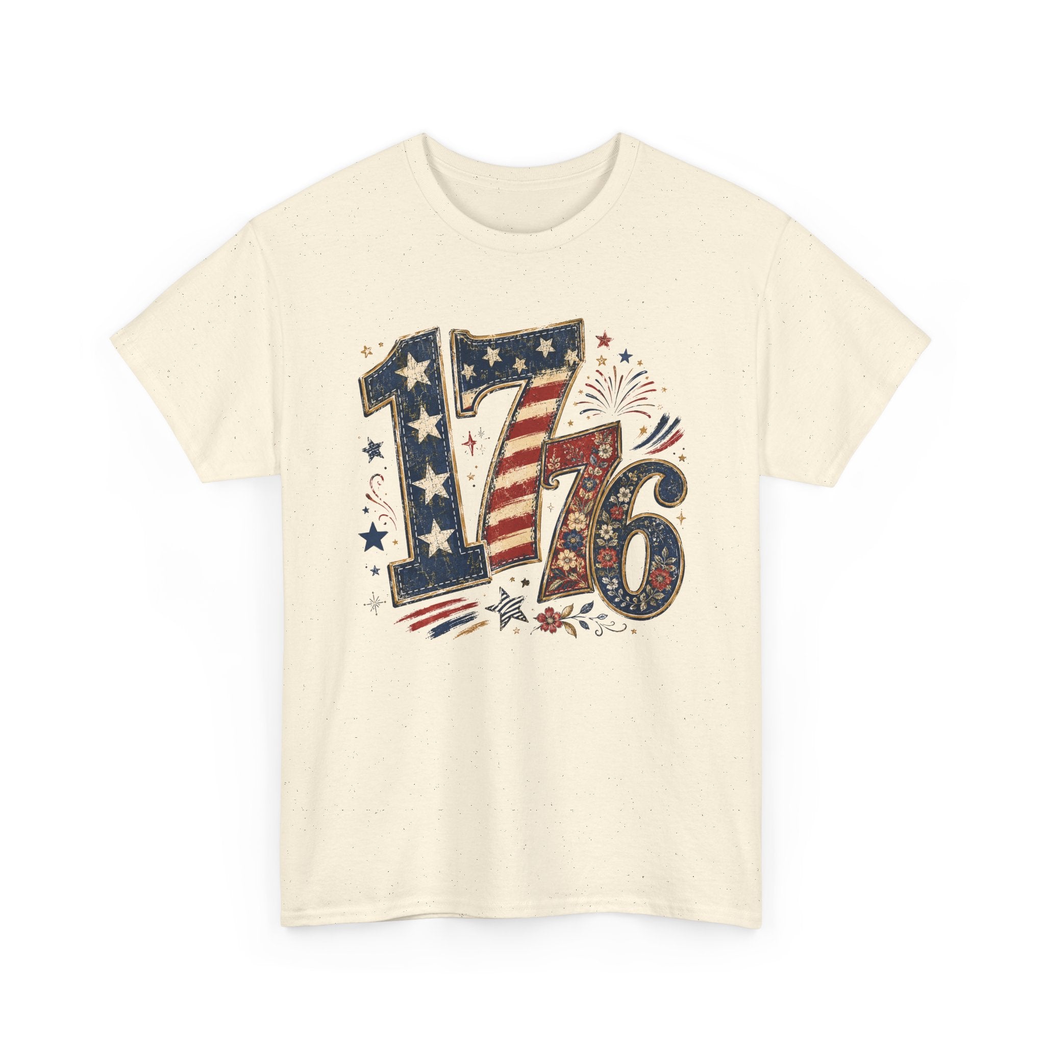 1776 Patriotic T-Shirt — American Flag Fireworks Independence Day Tee
